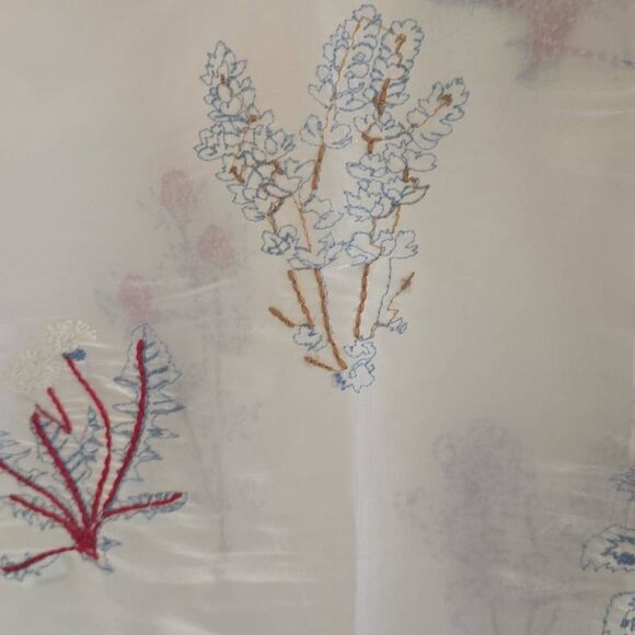 NKM Holdings Unisex Sheer White Organza Embroidered Hawaiian Shirt, NWOT, XL - Picture 4 of 9